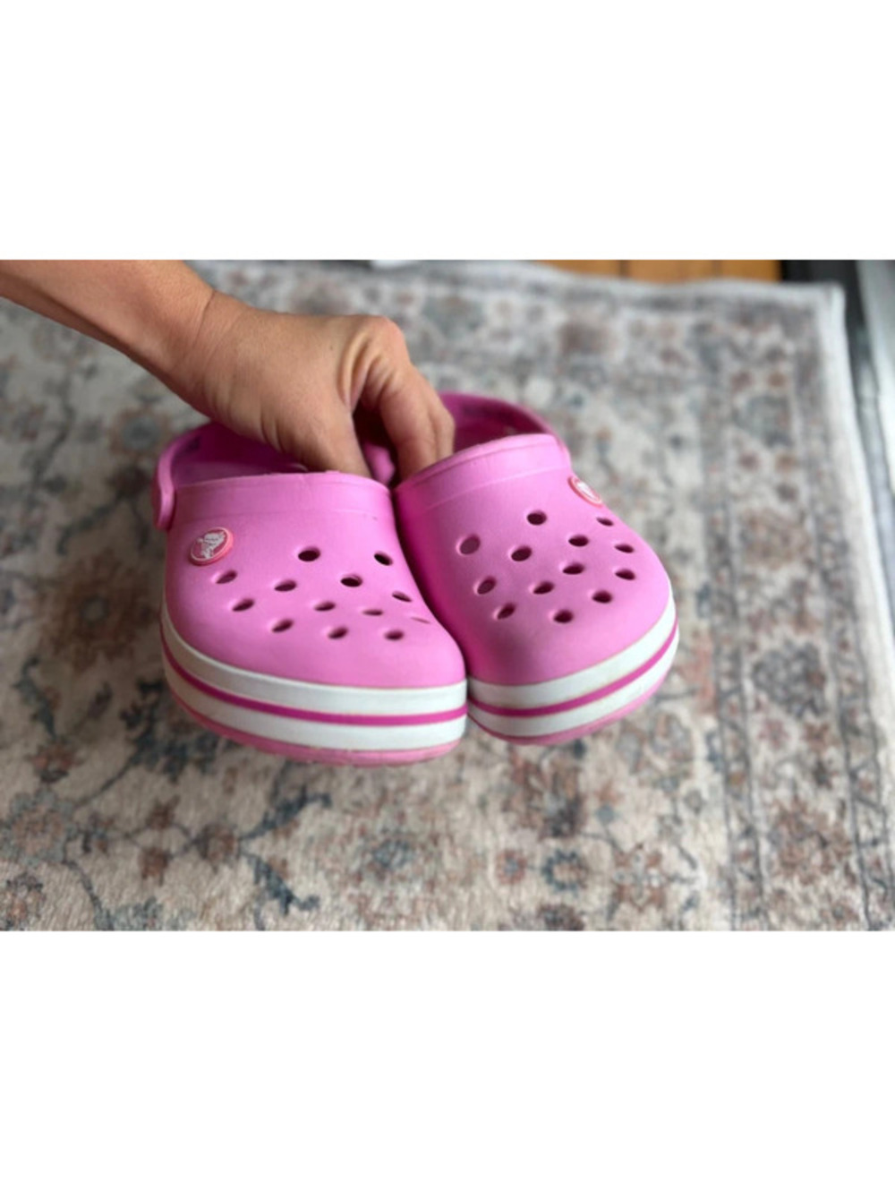 12C Kids USA Pink Crocs Sandals - Picture 3 of 6